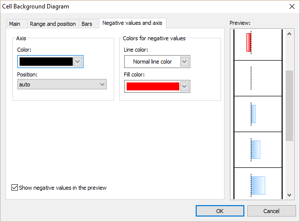 A dialog window for editing data bars